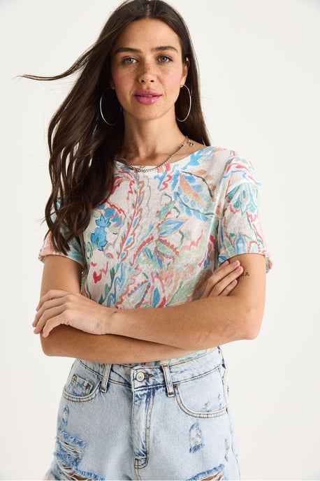 Doorzichtige Ronde Hals T-Shirt - Image 4