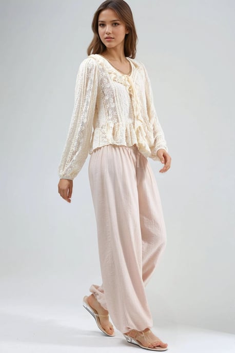 Elastische broek met strikdetail - Image 2