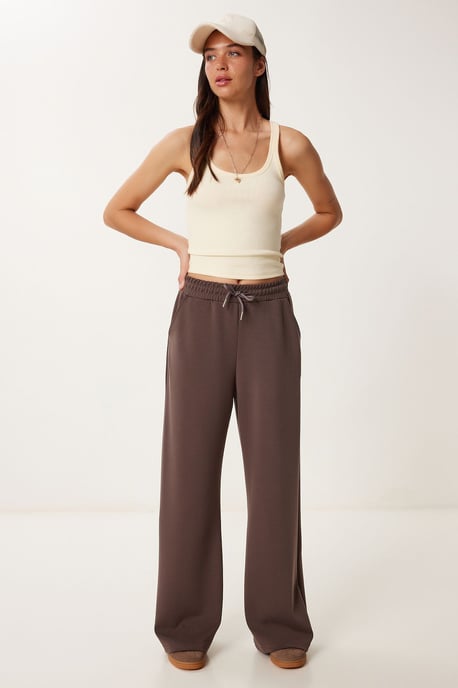 Brede Pijpen Sweatpants met Touwtjes in de Taille - Image 2