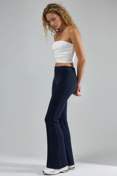 Geribbelde Elastische Flared Broek - Image 2