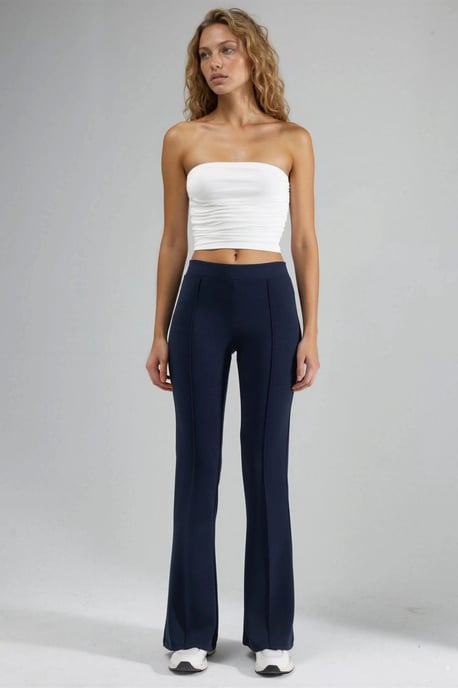 Geribbelde Elastische Flared Broek - Image 6