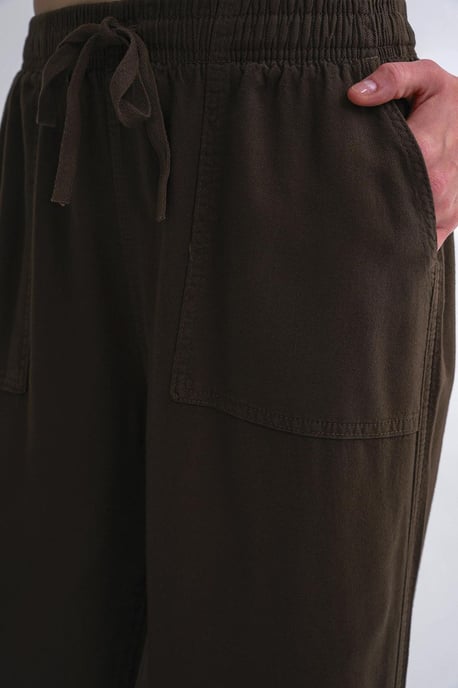 Middenhoog Taille Rechte Pijpen Katoenen Broek met Striksluiting - Image 6