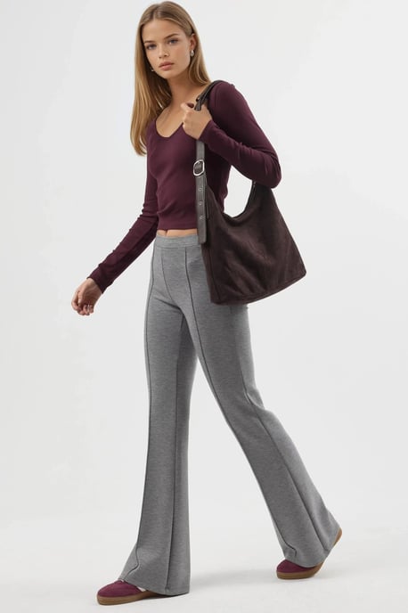 Geribbelde Elastische Flared Broek - Image 4