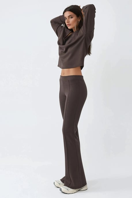 Geribbelde Elastische Flared Broek - Image 3