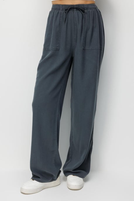 Middenhoog Taille Rechte Pijpen Katoenen Broek met Striksluiting - Image 2