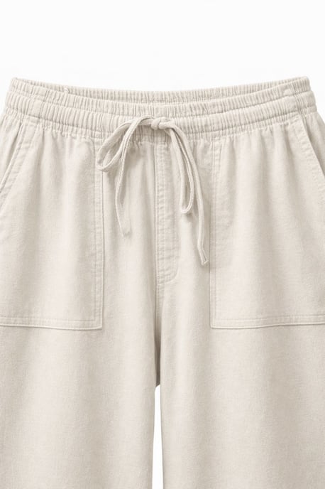 Hoge taille rechte pijpen katoenen broek met striksluiting - Image 3