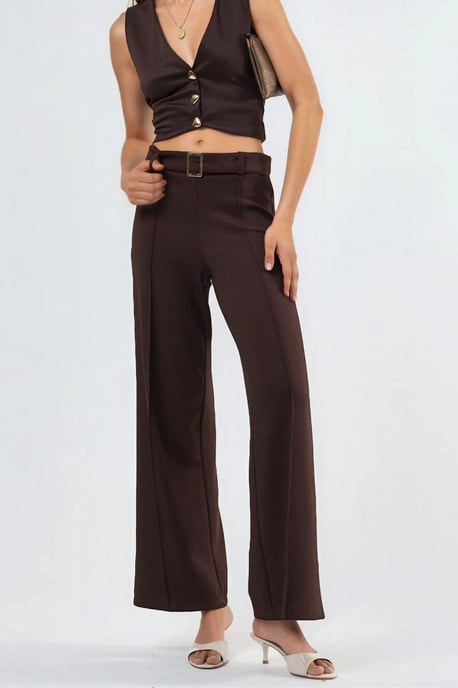 Hoge Taille Rechte Broek met Ceintuur - Image 1