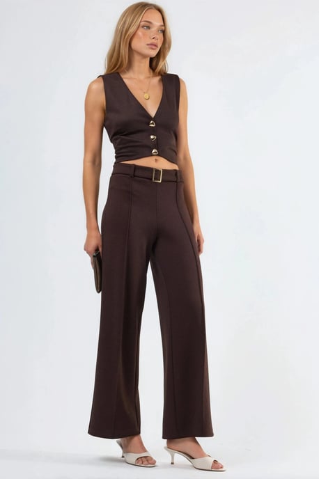 Hoge Taille Rechte Broek met Ceintuur - Image 2