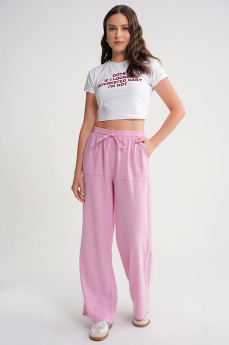 Midden taille rechte pijp katoenen broek met striksluiting - Image 3