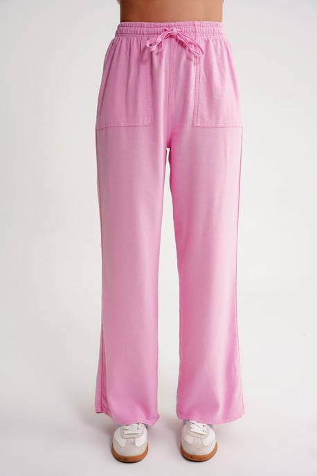 Midden taille rechte pijp katoenen broek met striksluiting - Image 5