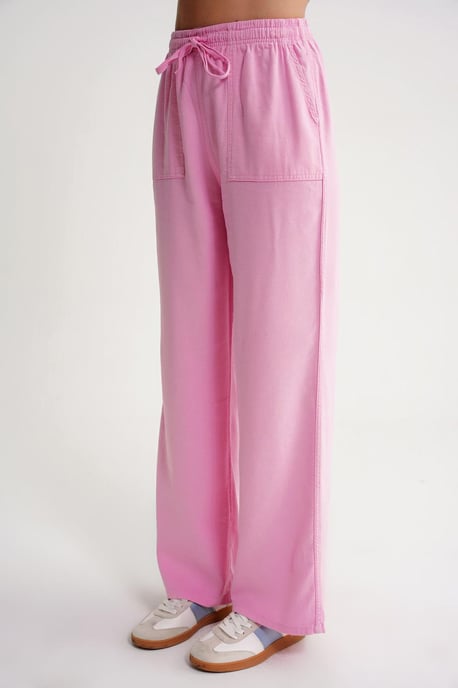 Midden taille rechte pijp katoenen broek met striksluiting - Image 6
