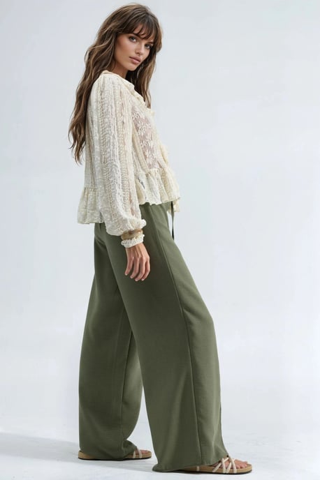 Trekkoord Taille Crepe Broek met Strikdetail - Image 2