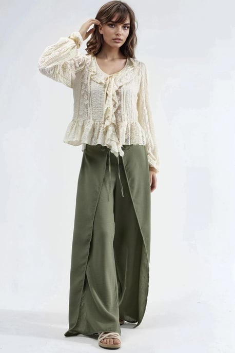 Trekkoord Taille Crepe Broek met Strikdetail - Image 4