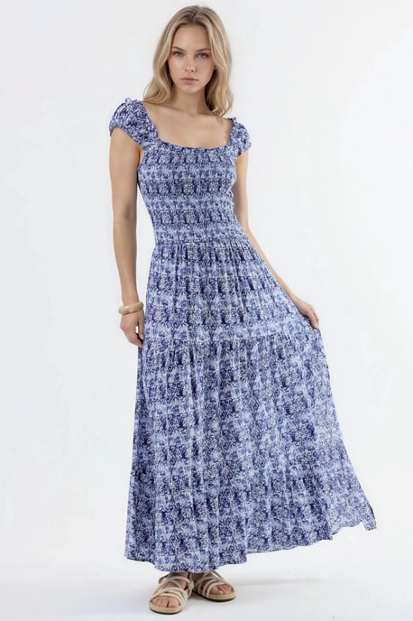 Paisley Print Maxi Jurk met Vierkante Kraag - Image 2