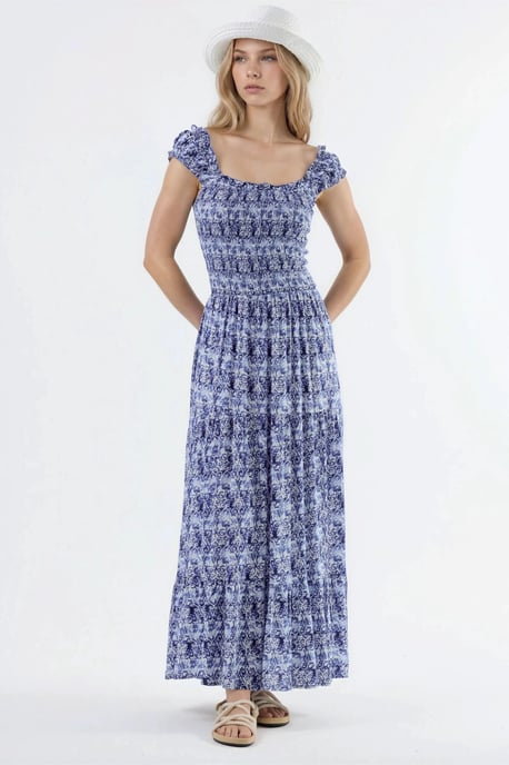 Paisley Print Maxi Jurk met Vierkante Kraag - Image 3