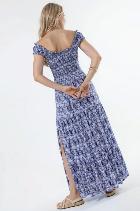 Paisley Print Maxi Jurk met Vierkante Kraag - Image 4