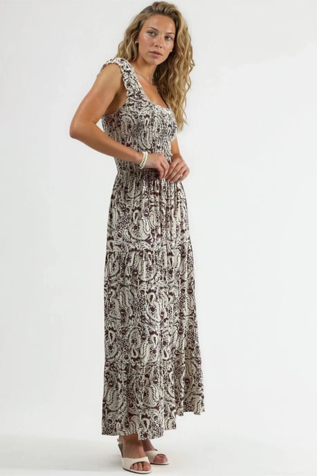 Paisley Print Maxi Jurk met Vierkante Kraag - Image 4