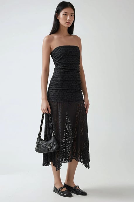 Strapless Kant Midi Jurk - Image 3