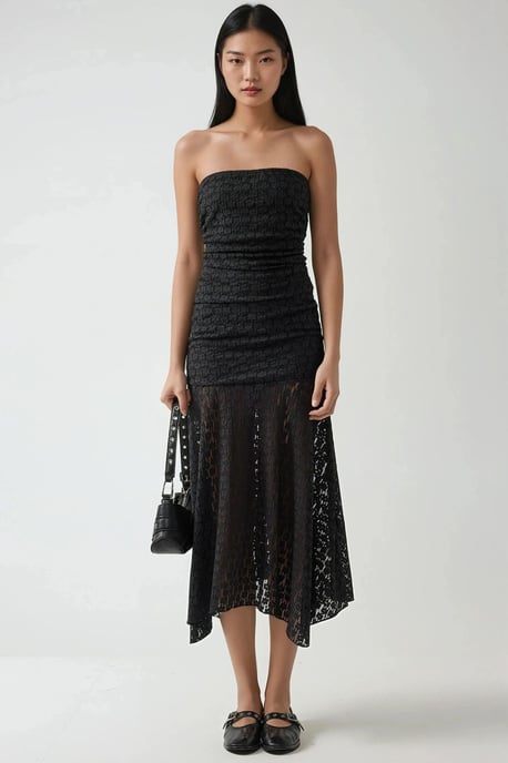 Strapless Kant Midi Jurk - Image 5