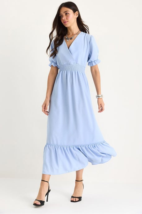 V-hals Midi Jurk met Strik - Image 1