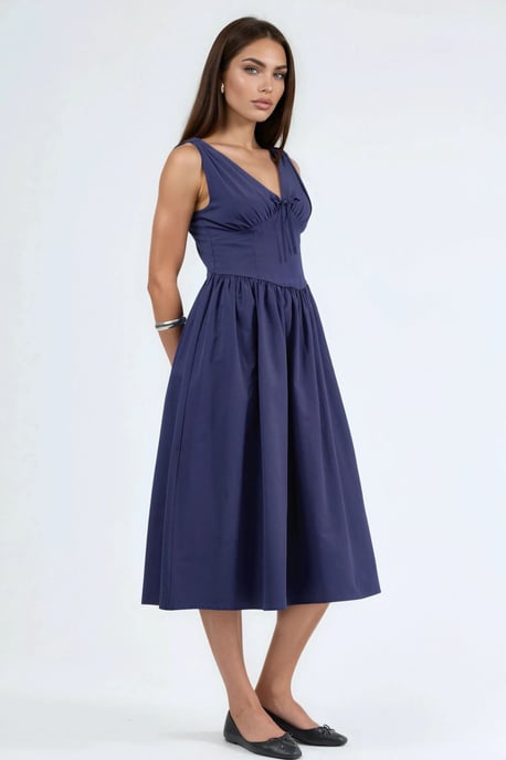 V-hals Midi-jurk met Strikdetail - Image 2