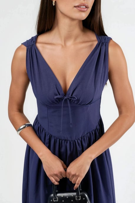 V-hals Midi-jurk met Strikdetail - Image 4