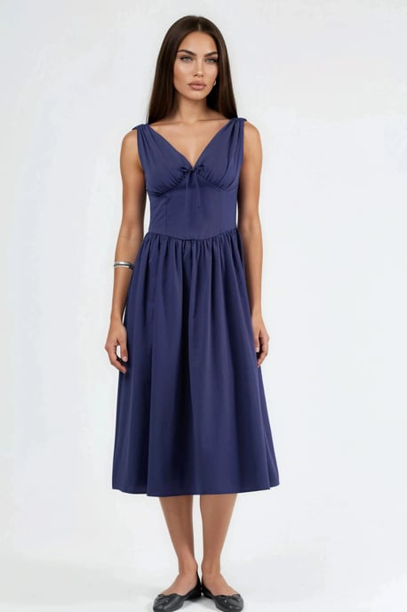V-hals Midi-jurk met Strikdetail - Image 5