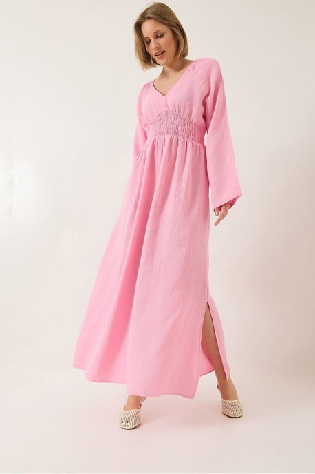 Geverfde V-hals Midi-jurk met Geraffineerde Taille - Image 3