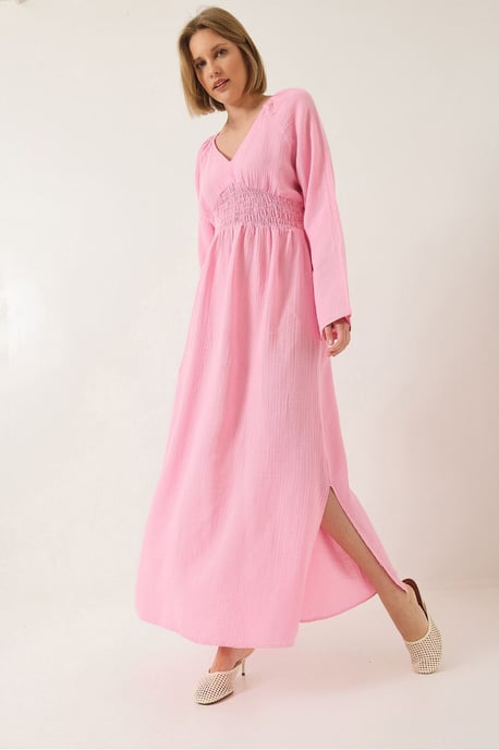 Geverfde V-hals Midi-jurk met Geraffineerde Taille - Image 4