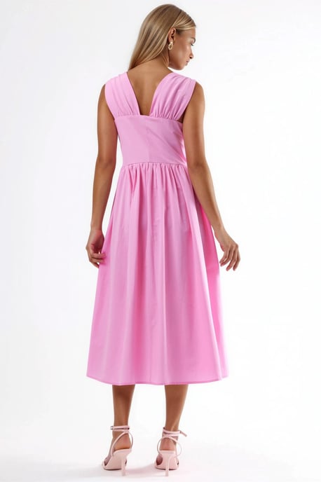 V-hals Midi Jurk met Strik Detail - Image 3