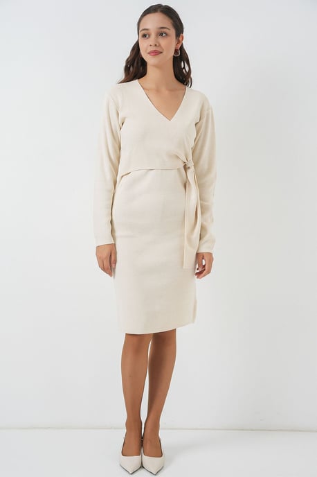 Bodycon Midi-jurk met V-hals en striksluiting - Image 2