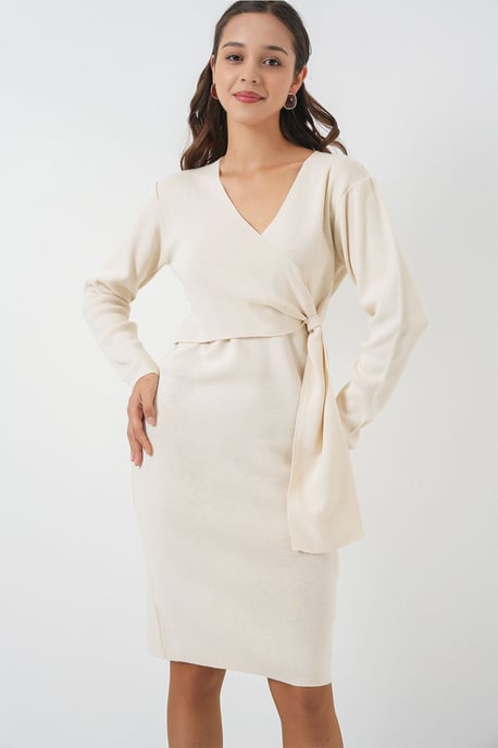 Bodycon Midi-jurk met V-hals en striksluiting - Image 4