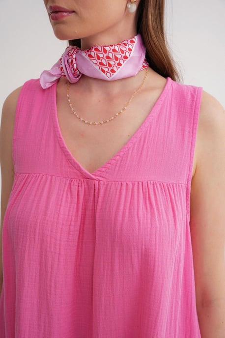 Mouwloze V-hals Muslin Midi-jurk met zakken - Image 6