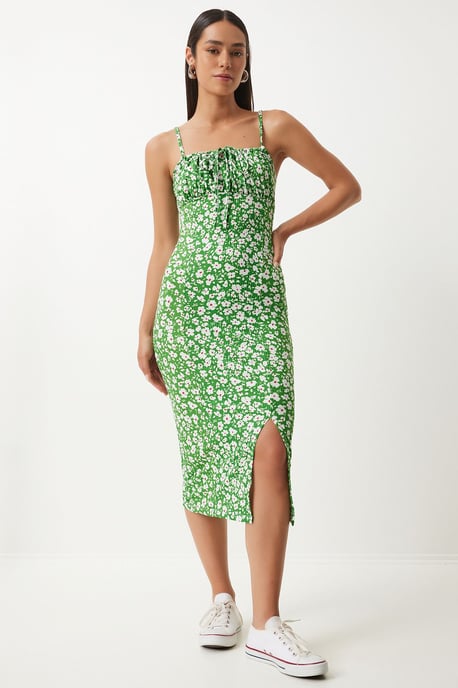 Bloemige Bodycon Midi-jurk met Splits - Image 2
