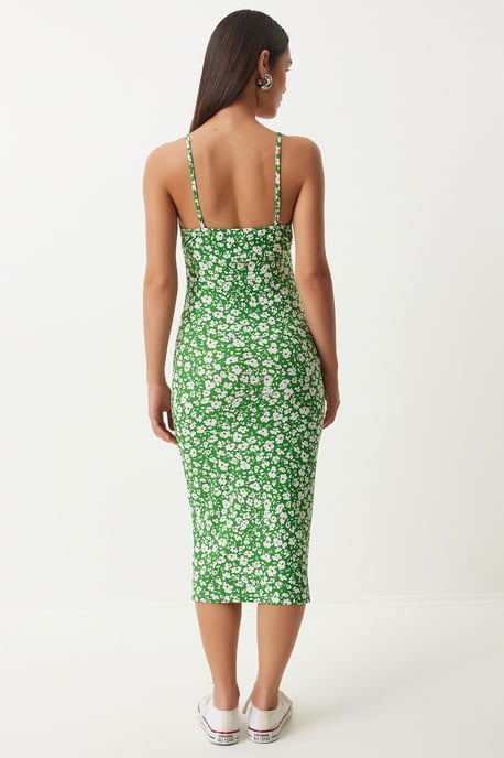 Bloemige Bodycon Midi-jurk met Splits - Image 6