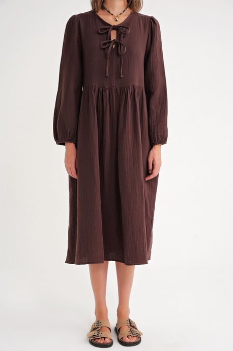 V-hals Midi-jurk met striksluiting - Image 6
