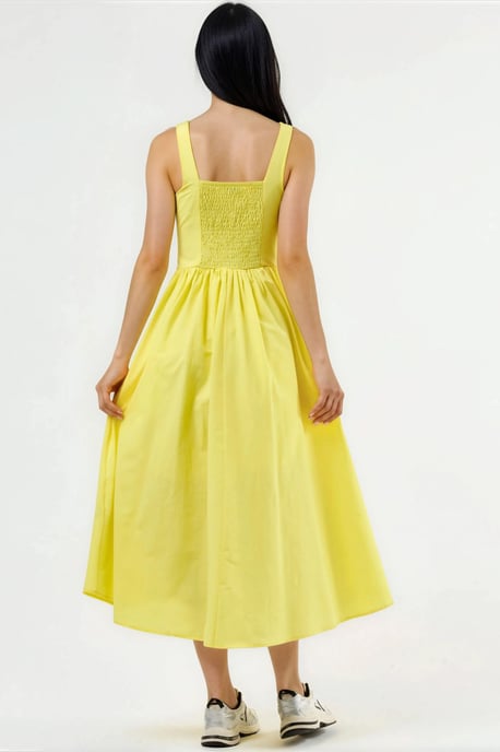 Midi-jurk met vierkante kraag en knoopdetails - Image 3
