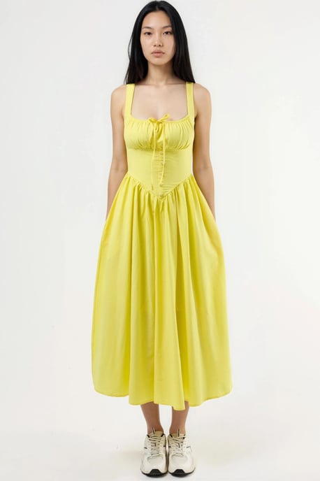 Midi-jurk met vierkante kraag en knoopdetails - Image 6