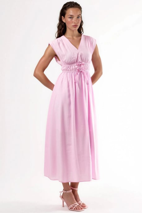 V-hals Midi Jurk met Strikdetails - Image 2