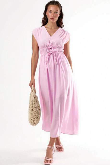 V-hals Midi Jurk met Strikdetails - Image 5