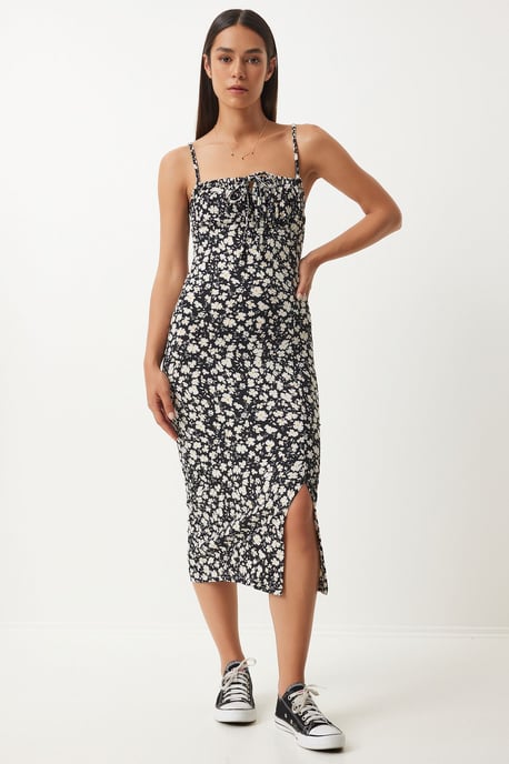 Bloemen Bodycon Midi-Jurk met Splits - Image 4