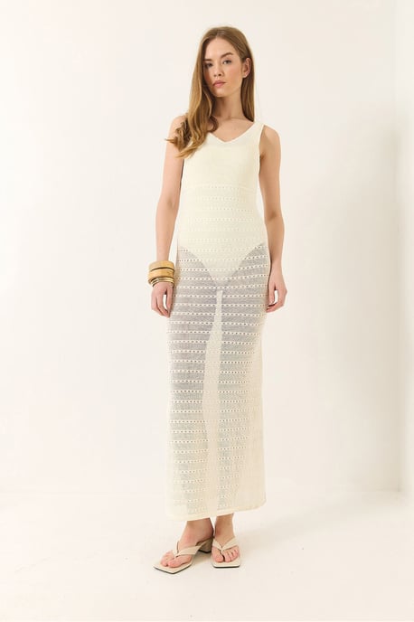 V-hals Midi Split Jurk - Image 3