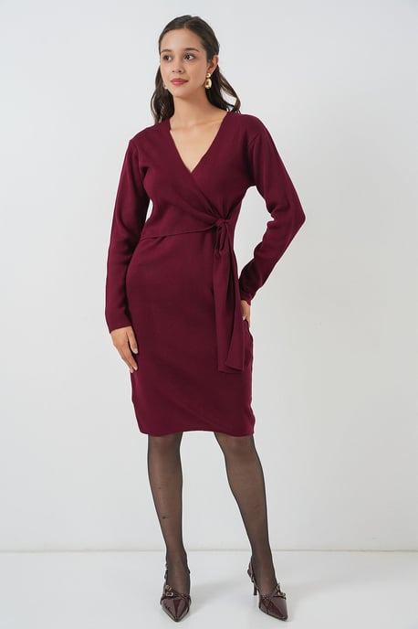 Bodycon Midi-jurk met V-hals en striksluiting - Image 2