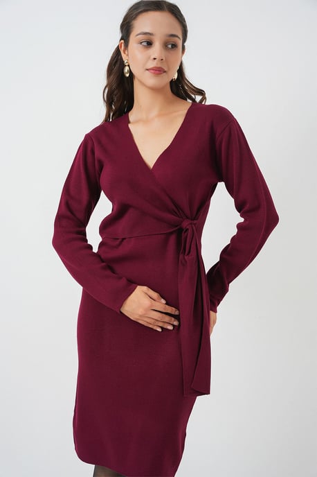 Bodycon Midi-jurk met V-hals en striksluiting - Image 3