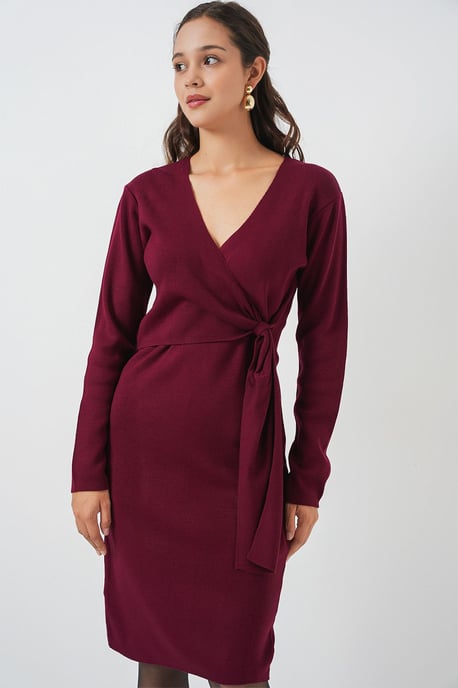 Bodycon Midi-jurk met V-hals en striksluiting - Image 4