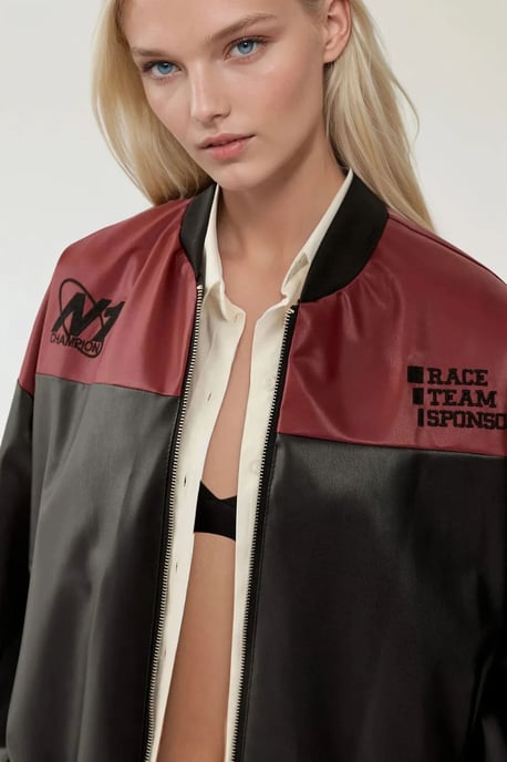 Nepleren Oversized Bomberjack met Patches - Image 3