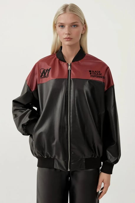 Nepleren Oversized Bomberjack met Patches - Image 5