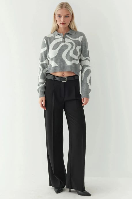 Polo Kraag Jacquard Gebreid Trui - Image 5
