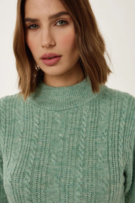 Korte Mouw Halve Turtleneck Haar Vlecht Gebreid Trui - Image 4