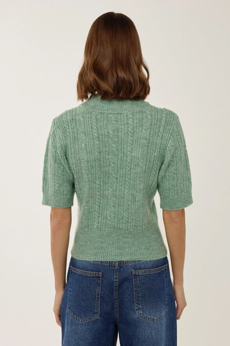 Korte Mouw Halve Turtleneck Haar Vlecht Gebreid Trui - Image 5